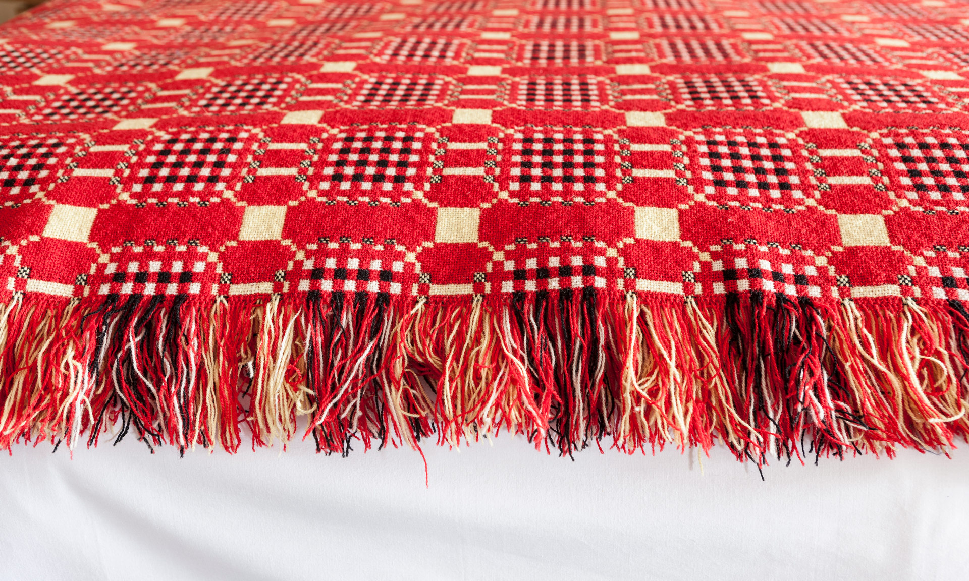 Traditional red Welsh blanket