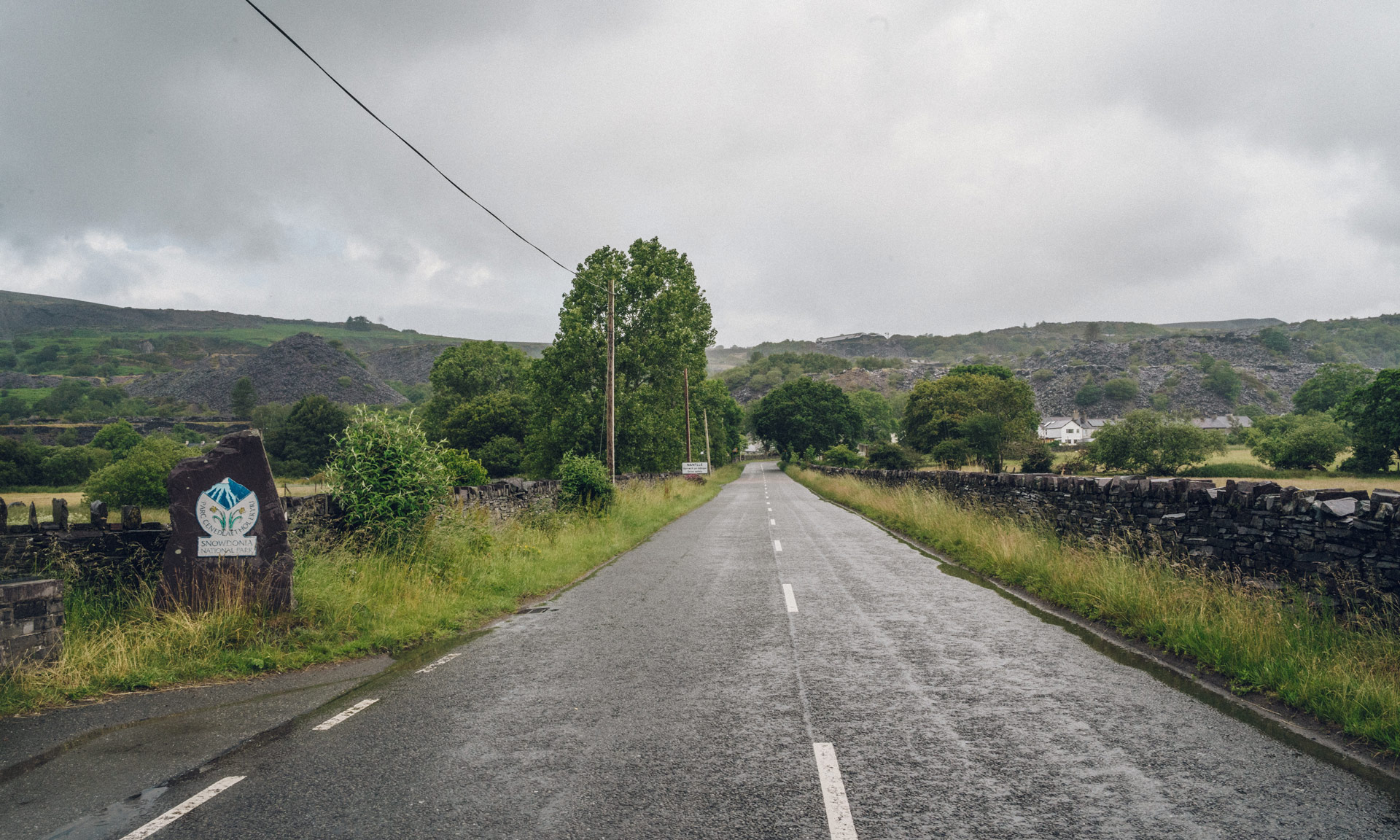 Snowdonia National Park boundary sign on the road to Nantlle