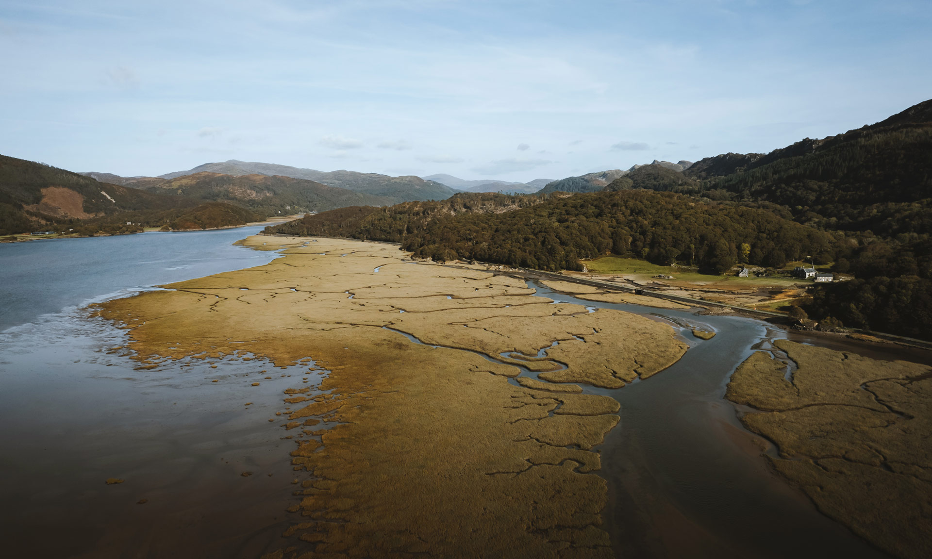 Drone photo of the Mawddach estuary