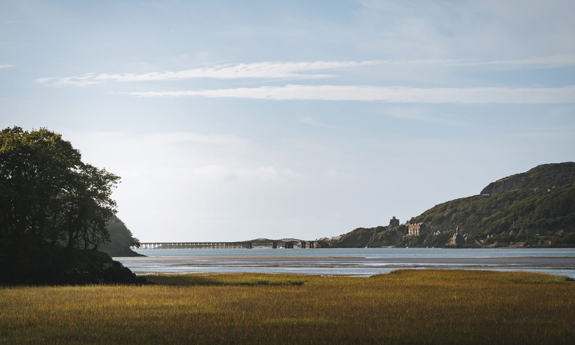 A view of the Mawddach with Barmouth Bridge in the distance