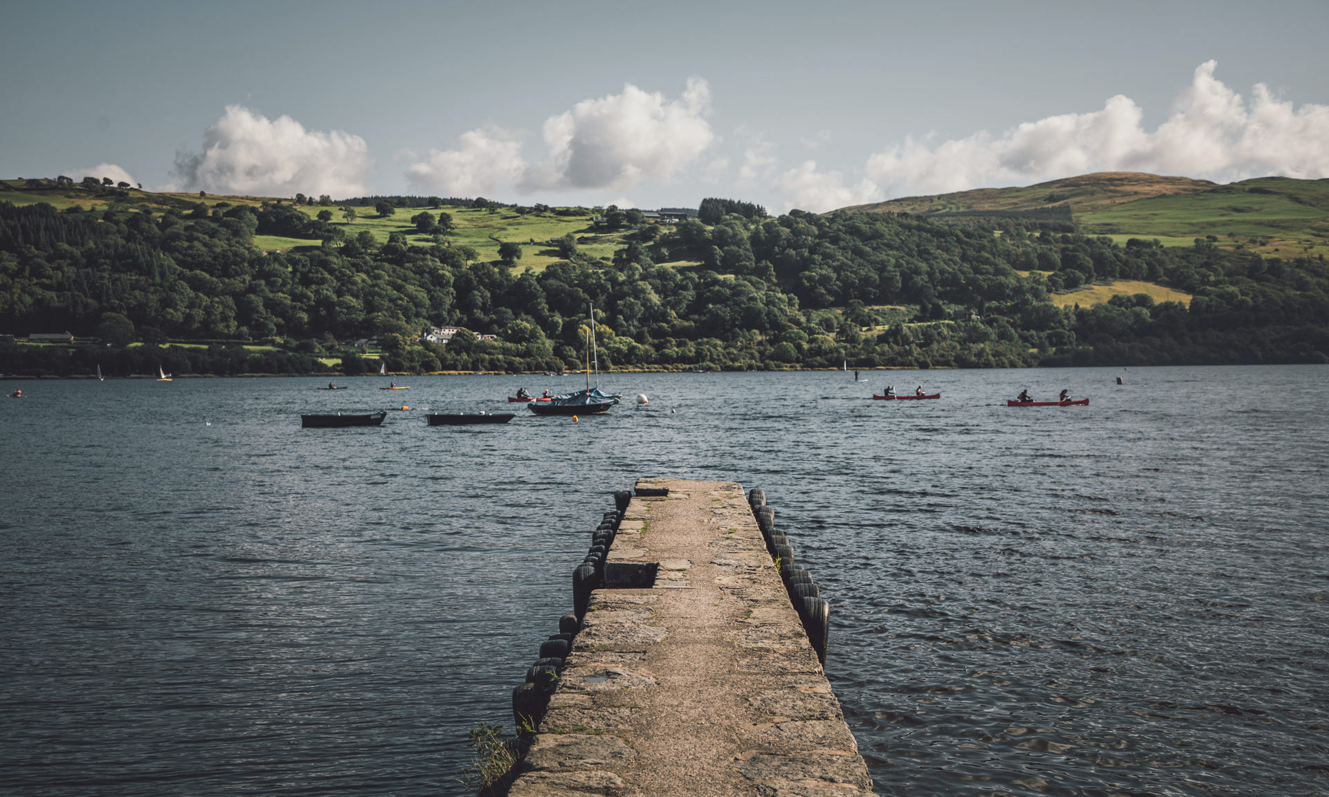 Llyn Tegid jetty streches into the lake