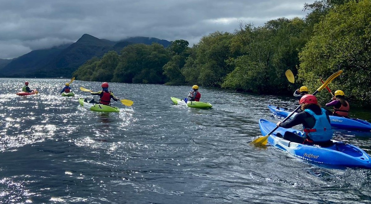 Young Rangers kayaking on Llyn Padarn